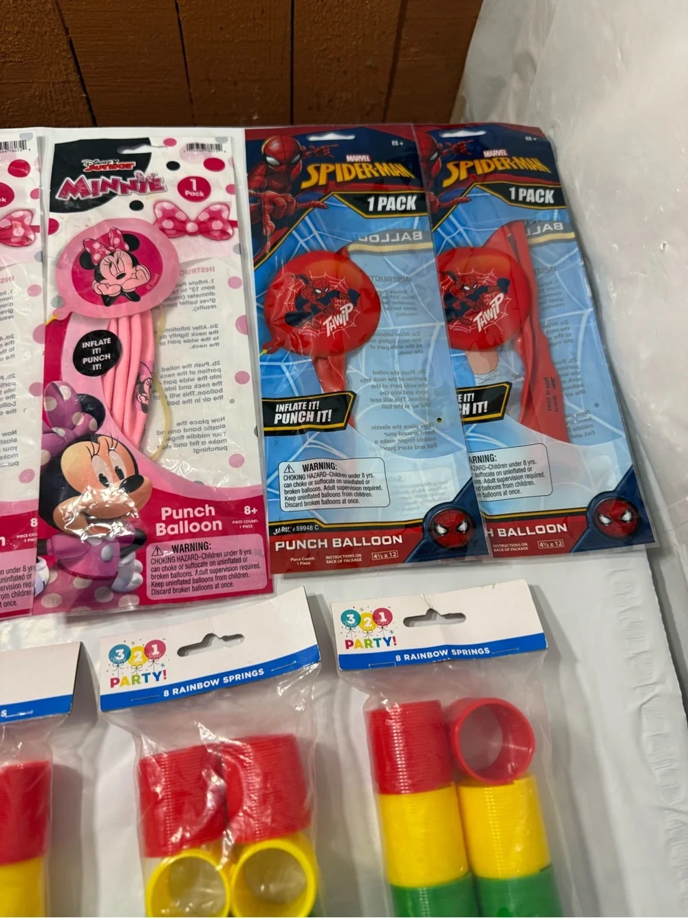 Party favor mix of balloons and toy springs